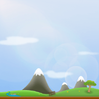 Vector rendered landscape with hills and a mountain in the background.