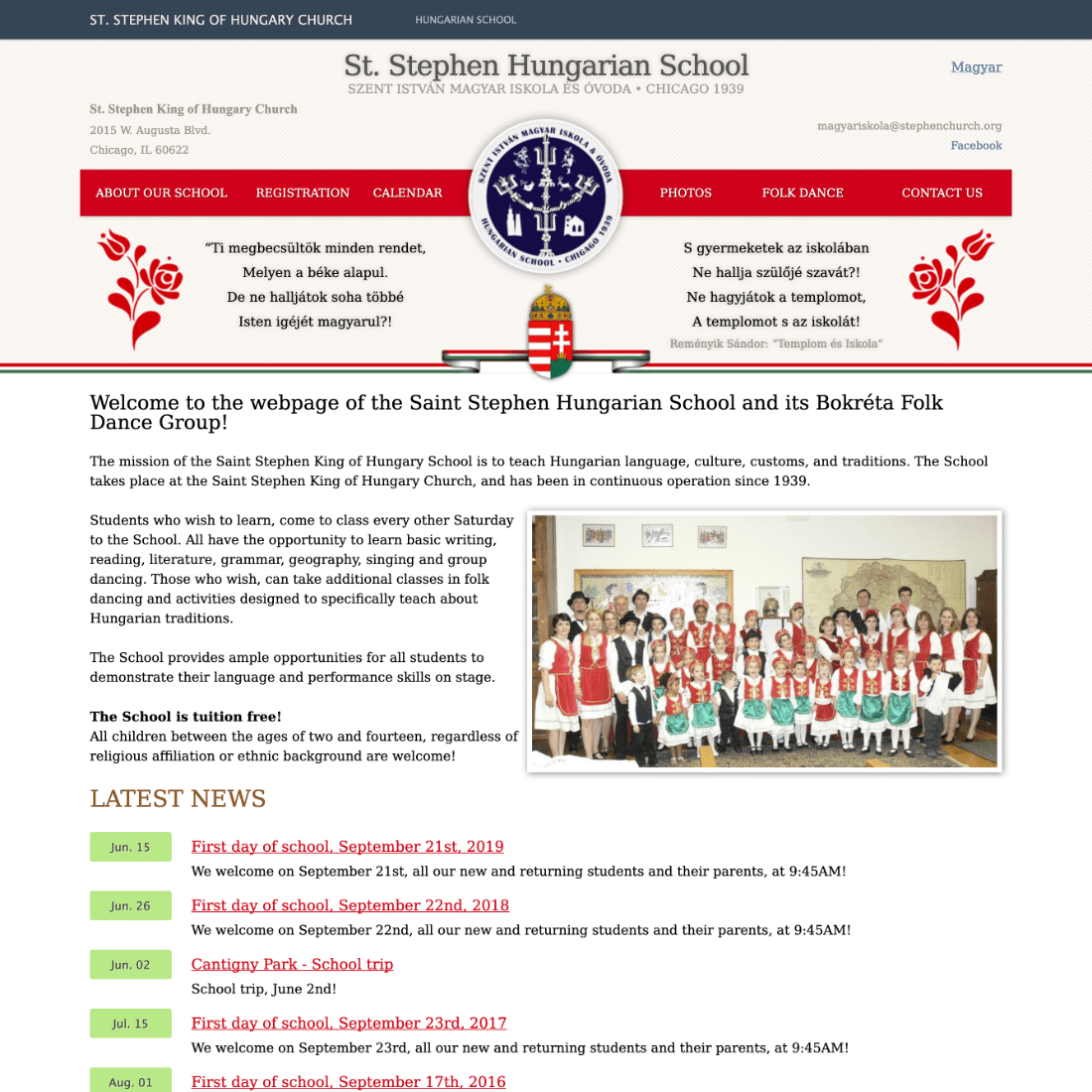 St. Stephen Church School website screenshot