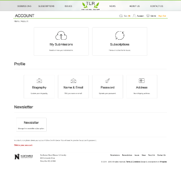 Screenshot of the account overview page..