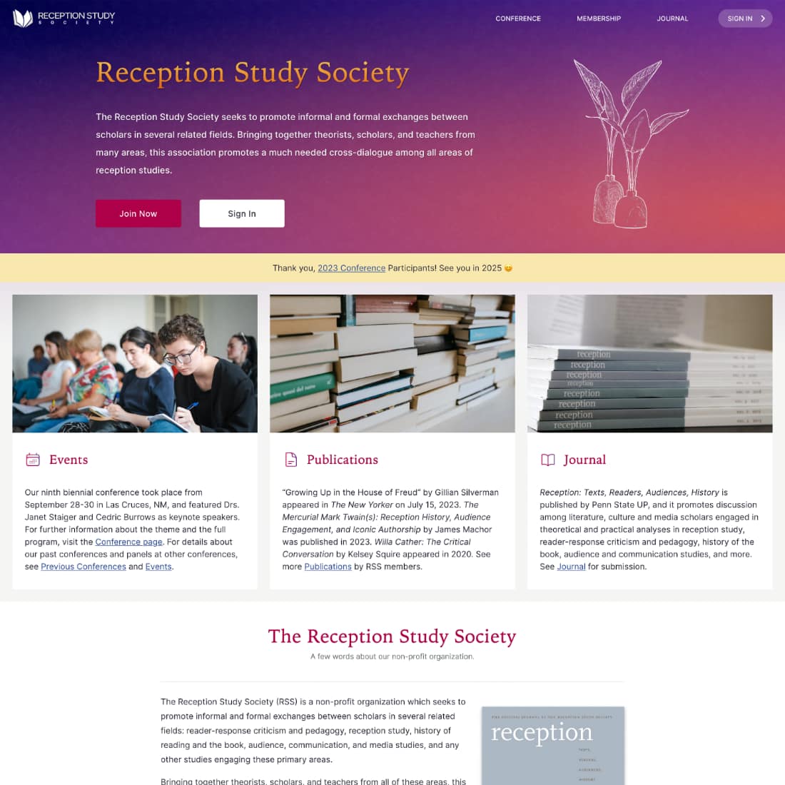Reception Study Society website screenshot
